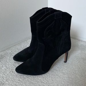 ba&sh caitlin suede ankle boots black sz 37